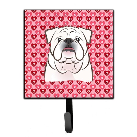 Carolines Treasures White English Bulldog Hearts Leash or Key Holder BB5290SH4
